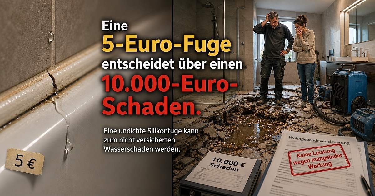 Silikonfuge in Dusche — Wartungsfuge und Versicherungsschutz